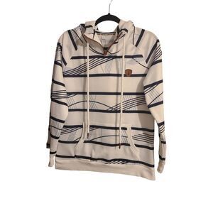 wanakome 1/4 Zip White/Blue‎ hoodie large